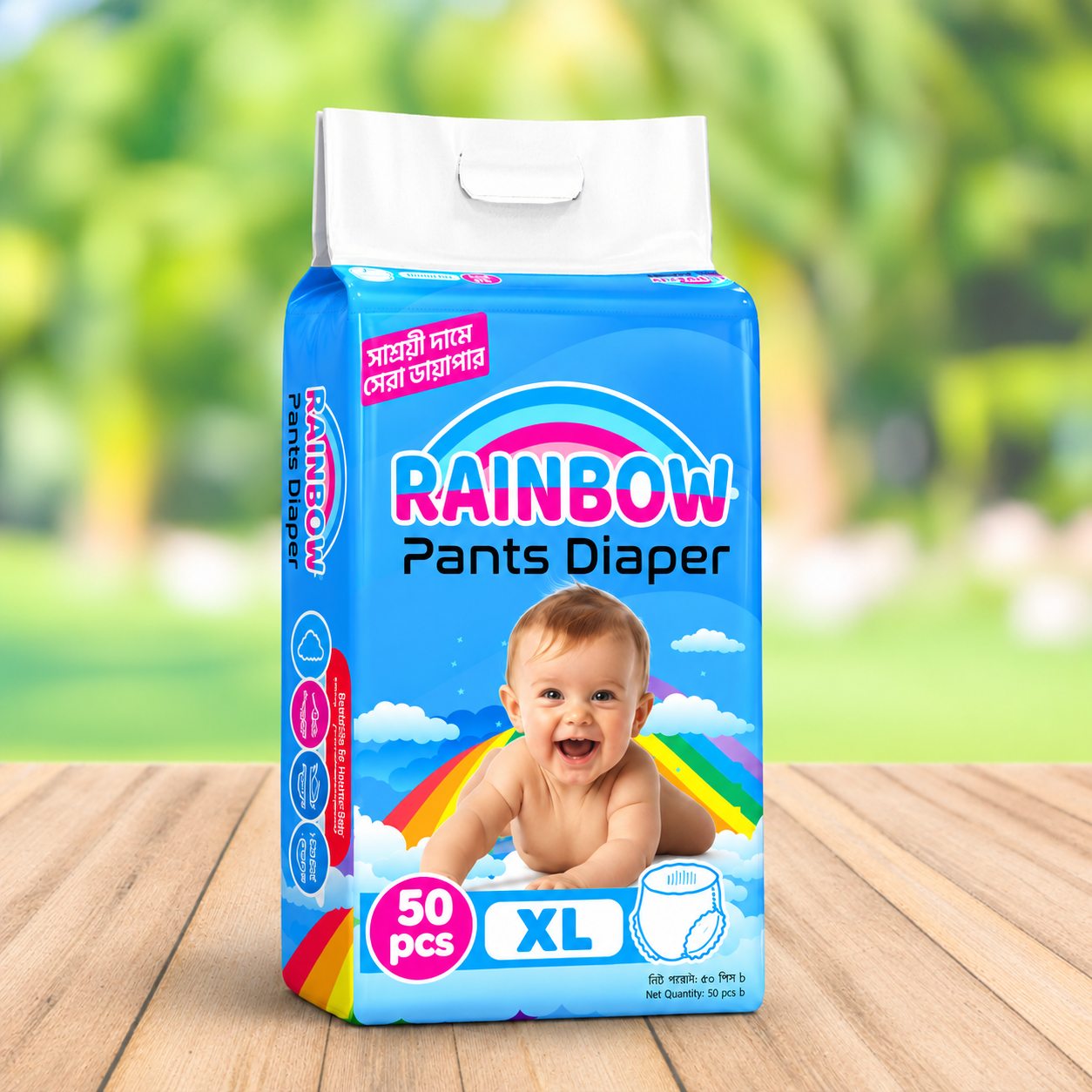 Rainbow Pant Diaper eXtra Large (XL) 50 Pcs Pack For Kids, Dryness,Safety & Comfort.